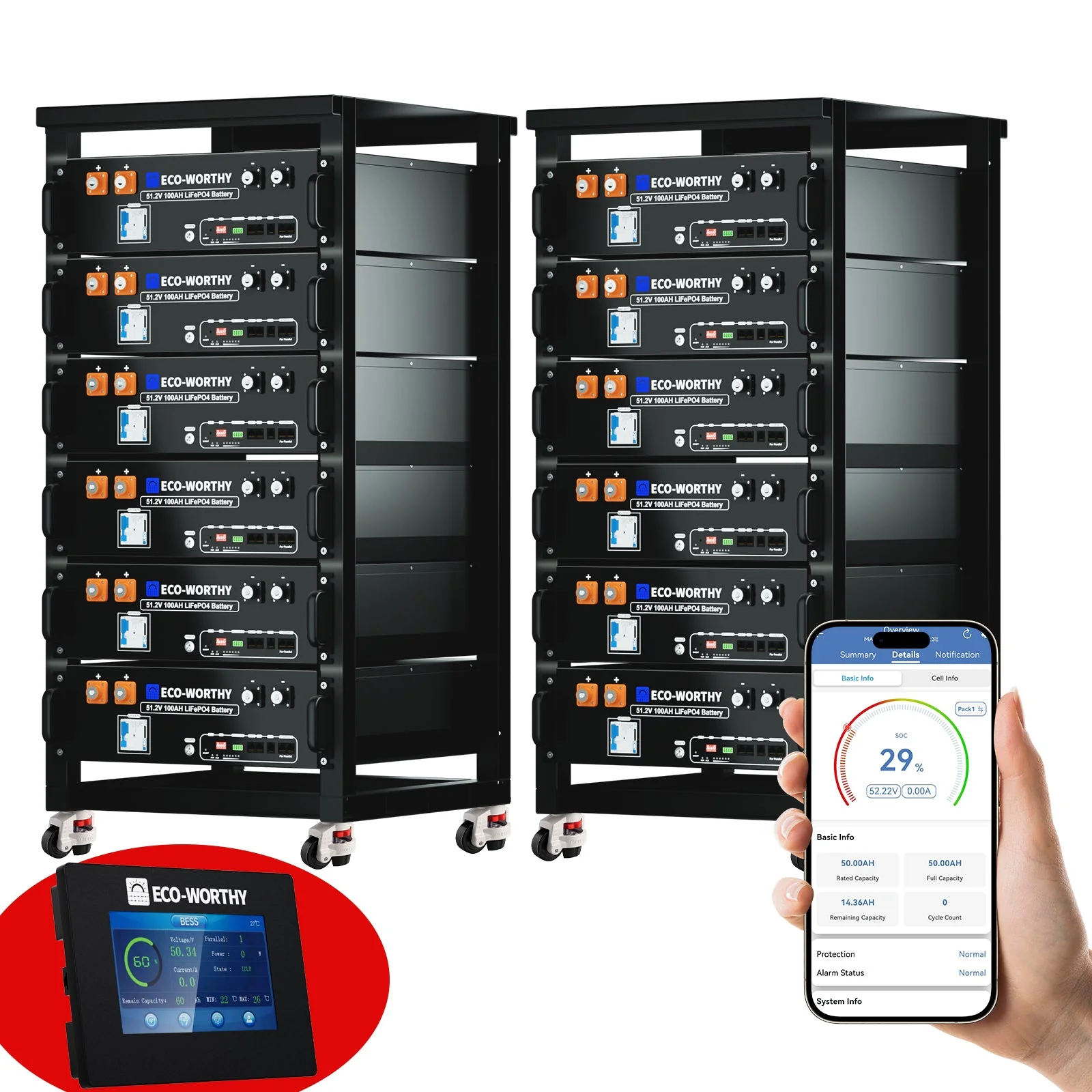 B2B-ECO-WORTHY 48V 100Ah Server Rack Battery | 5.12kWh V3 Lithium Battery | UL1973 | UL9540A | 10-Year Warranty - Image 16