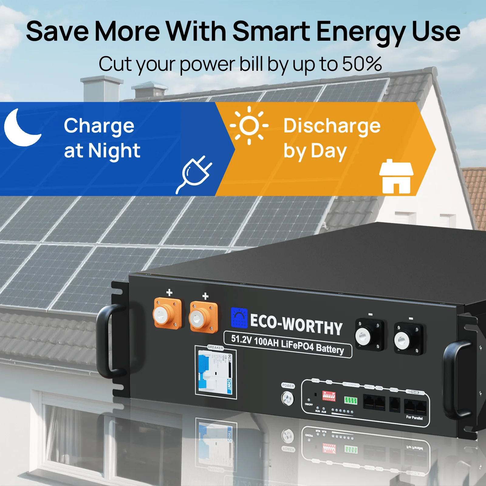 B2B-ECO-WORTHY 48V 100Ah Server Rack Battery | 5.12kWh V3 Lithium Battery | UL1973 | UL9540A | 10-Year Warranty - Image 8