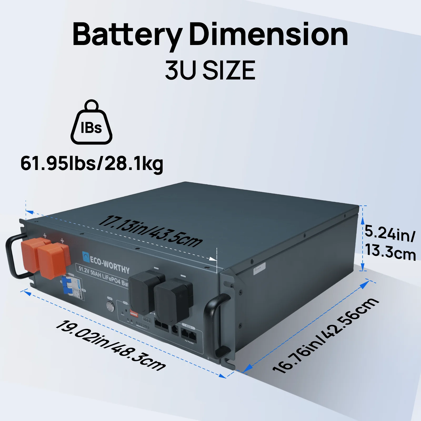 B2B-ECO-WORTHY 48V 50Ah Server Rack Lithium Battery 2.56kWh - Image 5