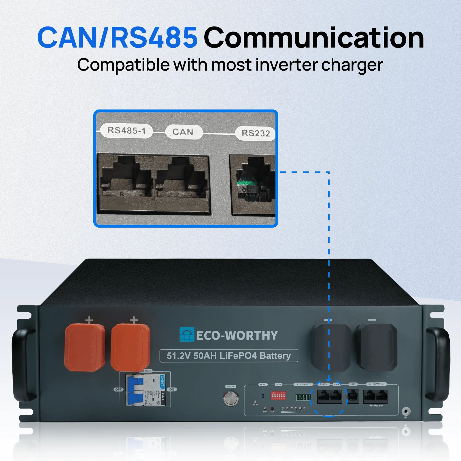 B2B-ECO-WORTHY 48V 50Ah Server Rack Lithium Battery 2.56kWh - Image 6
