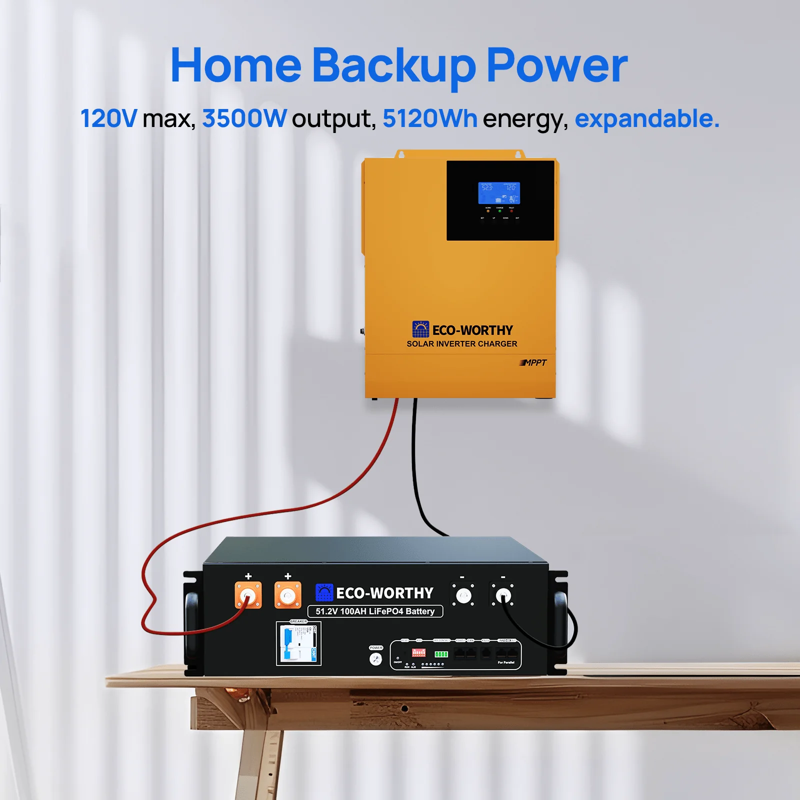 ECO-WORTHY 5.12KWh Home Backup Power With 48V 100Ah LiFePO4 And  3500W 48V Off-Grid Inverter - Image 9