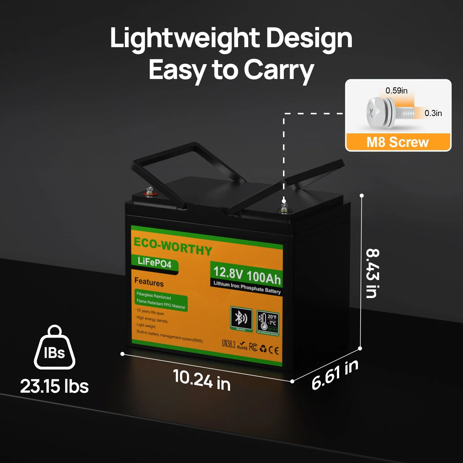 Upgraded LiFePO4 12V 100Ah Lithium Battery with Bluetooth and Low-Temp Protection - Image 8